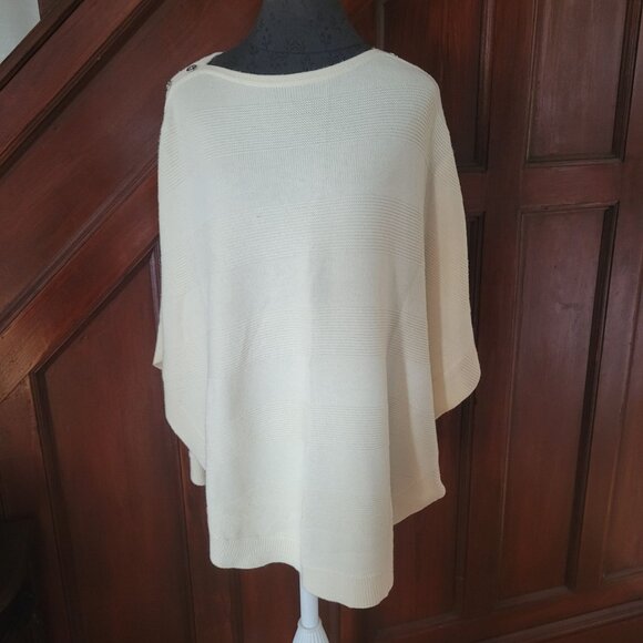 Talbots XS Cream Knit Poncho With Button Accents - Picture 1 of 8